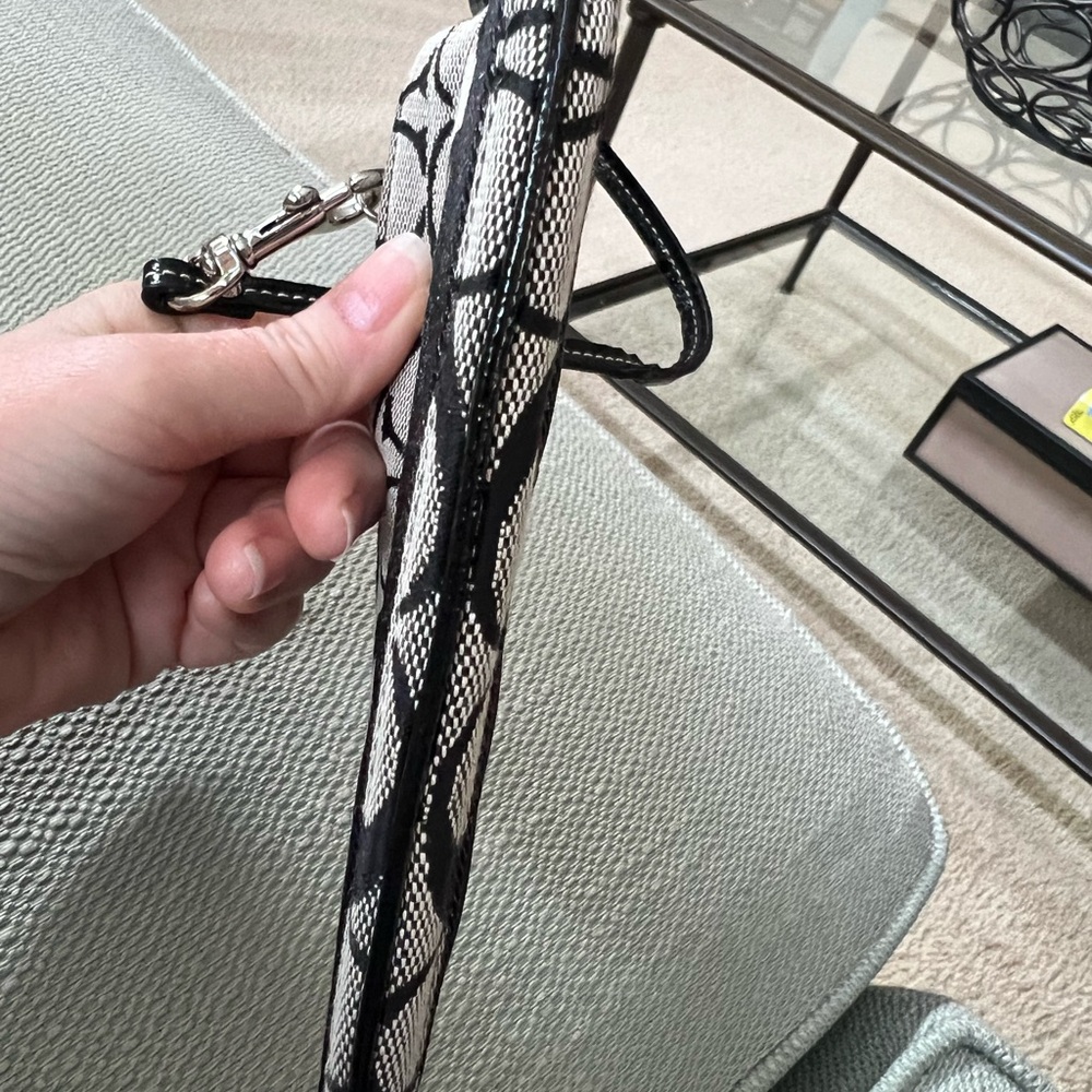 Coach Signature Stripe Wristlet in Black and Gray - Picture 6 of 12